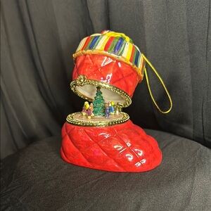 Mr Christmas Musical Trinket Box Ornament Stocking Plays 12 Days of Christmas